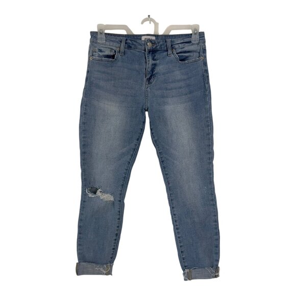Pistola Distressed Light Wash Denim Cuffed Skinny Jeans Womens Size 29 Cotton Bl - Picture 1 of 13